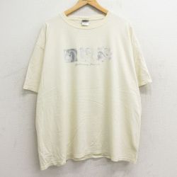 【50%OFF】XL★古着 半袖 ビンテージ Tシャツ メンズ 00年代 00s ディズニー DISNEY くまのプーさん ティガー イーヨー 大きいサイズ コットン クルーネック 薄黄 イエロー 24jul15 中古