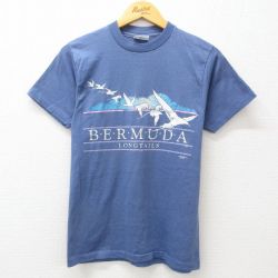 【50%OFF】S★古着 ヘインズ Hanes 半袖 ビンテージ Tシャツ メンズ 80年代 80s 鳥 クルーネック USA製 薄紺 ネイビー 24jul17 中古