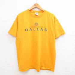 XL★古着 半袖 ビンテージ Tシャツ メンズ 00年代 00s テキサス ダラス コットン クルーネック 黄 イエロー 24jul18 中古