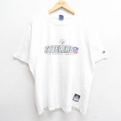 XL★古着 リーボック REEBOK 半袖 ビンテージ Tシャツ メンズ 00年代 00s NFL ピッツバーグスティーラーズ 大きいサイズ コットン クルーネック 白 ホワイト アメフト スーパーボウル 24jul19 中古