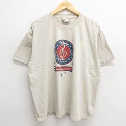 XL★古着 半袖 ビンテージ Tシャツ メンズ 00年代 00s ディズニー DISNEY 音符 大きいサイズ コットン クルーネック ベージュ カーキ 24jul19 中古