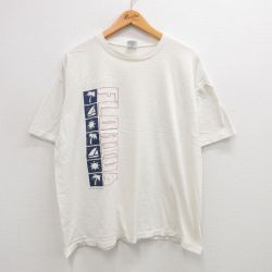 【50%OFF】XL★古着 半袖 ビンテージ Tシャツ メンズ 90年代 90s フロリダ ヤシの木 ヨット 大きいサイズ コットン クルーネック USA製 生成り 24jul20 中古