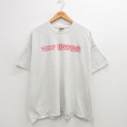 XL★古着 ヘインズ Hanes 半袖 ビンテージ Tシャツ メンズ 00年代 00s GLENWOOD CANYON 大きいサイズ クルーネック 薄グレー 霜降り 24jul20 中古
