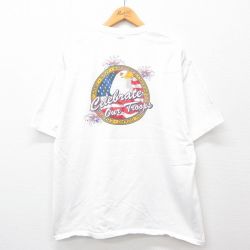 【50%OFF】XL★古着 半袖 ビンテージ Tシャツ メンズ 00年代 00s ミリタリー アーミー ARMY ワシ 星条旗 大きいサイズ コットン クルーネック 白 ホワイト 24jul20 中古