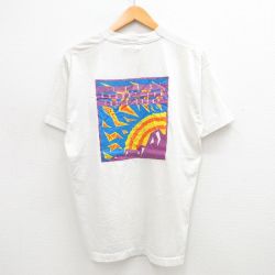 L★古着 フルーツオブザルーム 半袖 ビンテージ Tシャツ メンズ 90年代 90s 太陽 IVOCLAR クルーネック USA製 白 ホワイト 24jul22 中古