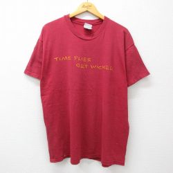 XL★古着 ヘインズ Hanes 半袖 ビンテージ Tシャツ メンズ 00年代 00s TiME コットン クルーネック エンジ 24jul25 中古