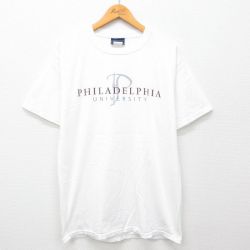 L★古着 ジャンスポーツ 半袖 ビンテージ Tシャツ メンズ 00年代 00s フィラデルフィア 大学 コットン クルーネック 白 ホワイト 24jul25 中古