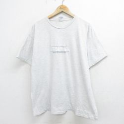 XL★古着 半袖 ビンテージ Tシャツ メンズ 90年代 90s TOSCANA 刺繍 大きいサイズ コットン クルーネック イタリア製 薄グレー 霜降り 24jul27 中古