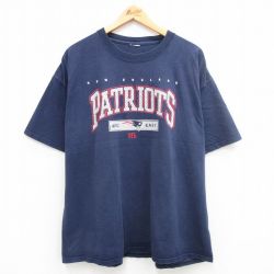 XL★古着 半袖 ビンテージ Tシャツ メンズ 00年代 00s NFL ニューイングランドペイトリオッツ 大きいサイズ クルーネック 紺 ネイビー アメフト スーパーボウル 24jul27 中古