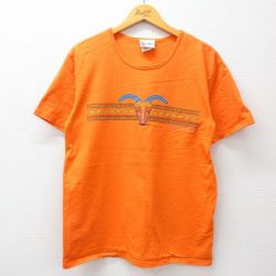 L★古着 半袖 ビンテージ Tシャツ メンズ 90年代 90s ディズニー DISNEY アニマルキングダム コットン クルーネック USA製 オレンジ 24jul30 中古