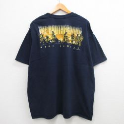 XL★古着 半袖 ビンテージ Tシャツ メンズ 00年代 00s ブラザーフッド 消防士 大きいサイズ コットン クルーネック 紺 ネイビー 24aug06 中古