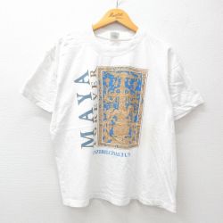 XL★古着 半袖 ビンテージ Tシャツ メンズ 00年代 00s マヤ ジビルチャルトゥン コットン クルーネック 白 ホワイト 24aug08 中古