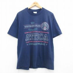 XL★古着 ヘインズ Hanes 半袖 ビンテージ Tシャツ メンズ 90年代 90s ATTICA ミシガン クルーネック USA製 紺 ネイビー 24aug10 中古