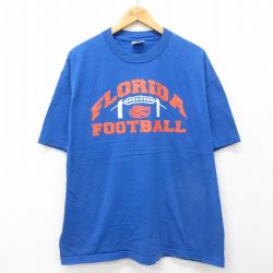XL★古着 半袖 ビンテージ Tシャツ メンズ 00年代 00s フロリダゲーターズ フットボール 大きいサイズ コットン クルーネック 青 ブルー 24aug22 中古