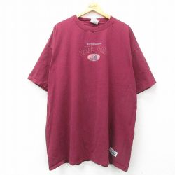 XL★古着 ディスカス 半袖 ビンテージ Tシャツ メンズ 90年代 90s ケープコッド 大きいサイズ ロング丈 コットン クルーネック エンジ 25mar29 中古
