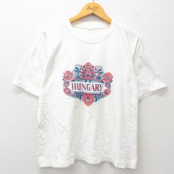 L★古着 半袖 ビンテージ Tシャツ メンズ 90年代 90s ハンガリー コットン クルーネック 白 ホワイト 25mar29 中古