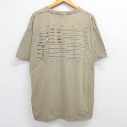 00s 半袖Tシャツ 釣り竿 ベージュ XL | 古着
