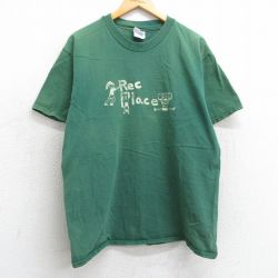 L★古着 ヘインズ Hanes 半袖 ビンテージ Tシャツ メンズ 00年代 00s 子供 コットン クルーネック 緑 グリーン 25mar29 中古