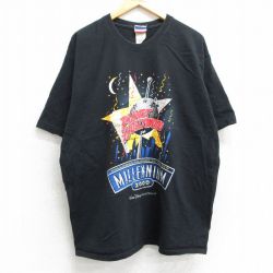 XL★古着 半袖 ビンテージ Tシャツ メンズ 00年代 00s プラネットハリウッド ディズニー DISNEY ミレニアム 大きいサイズ コットン クルーネック 黒 ブラック 25mar29 中古