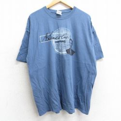 XL★古着 半袖 ビンテージ Tシャツ メンズ 00年代 00s エイブラハムリンカーン 大きいサイズ コットン クルーネック 薄紺 ネイビー 25mar31 中古