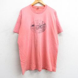 XL★古着 フルーツオブザルーム 半袖 ビンテージ Tシャツ メンズ 90年代 90s 船 大きいサイズ コットン クルーネック USA製 ピンク 25mar31 中古