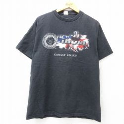 XL★古着 半袖 ビンテージ Tシャツ メンズ 90年代 90s ibew コットン クルーネック USA製 黒 ブラック 25apr01 中古