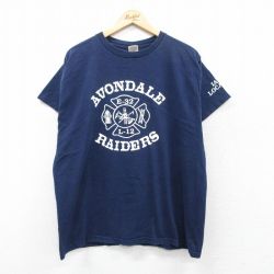 XL★古着 フルーツオブザルーム 半袖 ビンテージ Tシャツ メンズ 00年代 00s 消防署 コットン クルーネック 紺 ネイビー 25apr02 中古