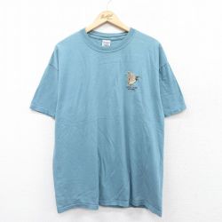 XL★古着 半袖 ビンテージ Tシャツ メンズ 00年代 00s 鳥 大きいサイズ コットン クルーネック 薄紺系 ネイビー 25apr02 中古