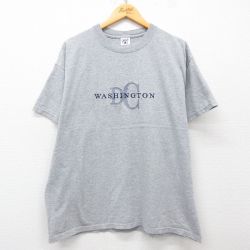 XL★古着 半袖 ビンテージ Tシャツ メンズ 00年代 00s ワシントンDC 刺繍 大きいサイズ クルーネック グレー 霜降り 25apr02 中古