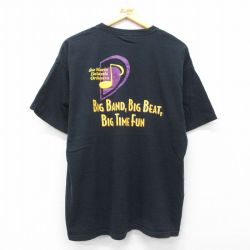 XL★古着 半袖 ビンテージ Tシャツ メンズ 00年代 00s Desantis Orchestra 大きいサイズ コットン クルーネック 黒 ブラック 25apr02 中古