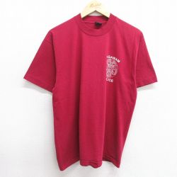 【50%OFF】L★古着 フルーツオブザルーム 半袖 ビンテージ Tシャツ メンズ 90年代 90s ポリス クルーネック USA製 エンジ 25apr03 中古