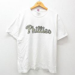 XL★古着 半袖 ビンテージ Tシャツ メンズ 00年代 00s MLB フィラデルフィアフィリーズ 33 コットン クルーネック USA製 白 ホワイト メジャーリーグ ベースボール 野球 25apr04 中古