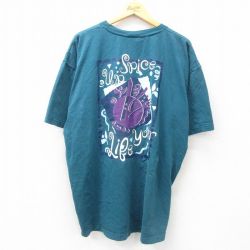 XL★古着 半袖 ビンテージ Tシャツ メンズ 90年代 90s ディズニー DISNEY INSTITUTE 大きいサイズ コットン クルーネック 緑系 グリーン 【spe】 25apr04 中古