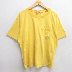 XL★古着 半袖 ビンテージ Tシャツ メンズ 90年代 90s 胸ポケット付き 大きいサイズ コットン クルーネック 黄 イエロー 25apr05 中古