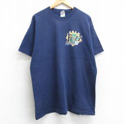 XL★古着 フルーツオブザルーム 半袖 ビンテージ Tシャツ メンズ 90年代 90s OREM FUZZ 大きいサイズ コットン クルーネック 紺 ネイビー 25apr05 中古