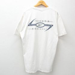 XL★古着 リーボック REEBOK 半袖 ビンテージ Tシャツ メンズ 90年代 90s ビッグロゴ 大きいサイズ ロング丈 コットン クルーネック USA製 白 ホワイト 25apr07 中古
