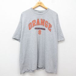 XL★古着 半袖 ビンテージ Tシャツ メンズ 00年代 00s シラキュース オレンジ 大きいサイズ クルーネック グレー 霜降り 25apr08 中古