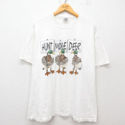 XL★古着 半袖 ビンテージ Tシャツ メンズ 00年代 00s 鳥 大きいサイズ コットン クルーネック 白 ホワイト 25apr08 中古