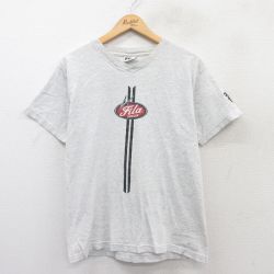 【50%OFF】フィラ 90s 半袖Tシャツ ワンポイントロゴ グレー M | 古着