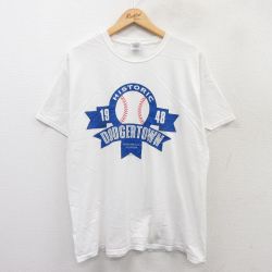 XL★古着 半袖 ビンテージ Tシャツ メンズ 00年代 00s ドジャータウン 野球 コットン クルーネック 白 ホワイト 25apr07 中古