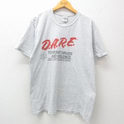 【20%OFF】L★古着 半袖 ビンテージ Tシャツ メンズ 00年代 00s DARE クルーネック 薄グレー 25apr08 中古