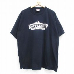 XL★古着 半袖 ビンテージ Tシャツ メンズ 90年代 90s BATTLESHIP 大きいサイズ コットン クルーネック USA製 黒 ブラック 25apr08 中古