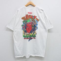 【50%OFF】XL★古着 半袖 ビンテージ Tシャツ メンズ 00年代 00s UGLYS 大きいサイズ コットン クルーネック 白 ホワイト 25apr08 中古
