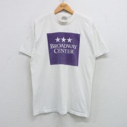 L★古着 ヘインズ Hanes 半袖 ビンテージ Tシャツ メンズ 80年代 80s BROADWAY CENTER クルーネック USA製 白 ホワイト 25apr08 中古