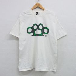 XL★古着 半袖 ビンテージ Tシャツ メンズ 00年代 00s メリケンサック コットン クルーネック USA製 白 ホワイト 25apr08 中古