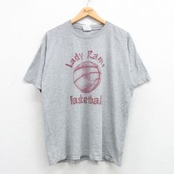 L★古着 半袖 ビンテージ Tシャツ メンズ 00年代 00s バスケットボール コットン クルーネック グレー 25apr08 中古