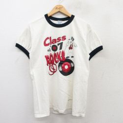 M★古着 半袖 ビンテージ Tシャツ メンズ 00年代 00s Rocks コットン クルーネック 白 ホワイト リンガー 25apr08 中古