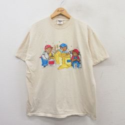 L★古着 オニータ 半袖 ビンテージ Tシャツ メンズ 90年代 90s クマ ハチミツ コットン クルーネック USA製 生成り 25apr08 中古
