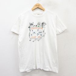 M★古着 ヘインズ Hanes 半袖 ビンテージ Tシャツ メンズ 90年代 90s SCAVENGER ハンドペイント コットン クルーネック USA製 白 ホワイト 25apr08 中古