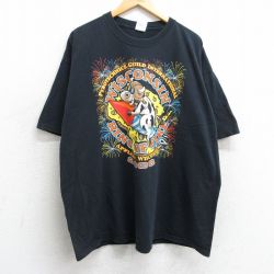 XL★古着 半袖 ビンテージ Tシャツ メンズ 00年代 00s 牛 ウィスコンシン 花火 大きいサイズ コットン クルーネック 黒 ブラック 25apr10 中古